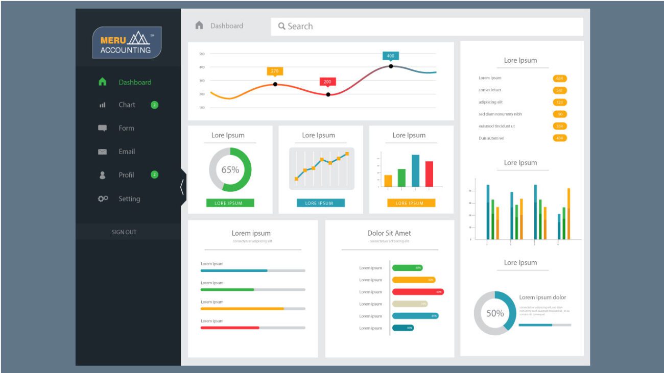 Making a reporting dashboard for an accountant firm Meru Accounting