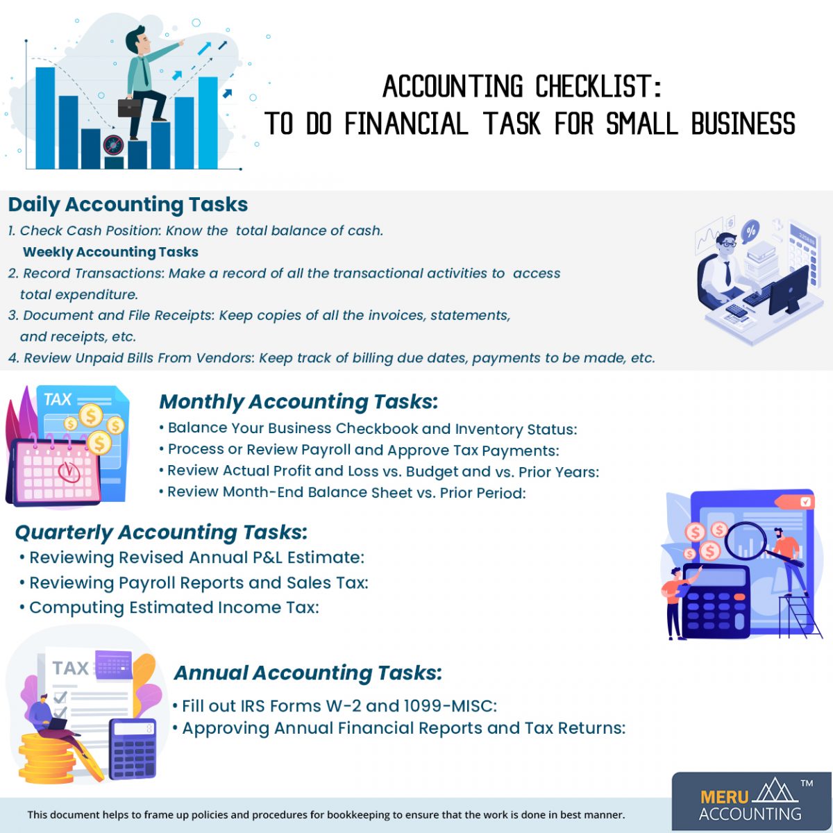 antik klinge Ti år Accounting checklist: To do financial task for small business. | Meru  Accounting