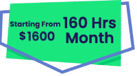 A green sign displaying the text: "$150 hours, $1,500 month" in bold letters against a clear background.