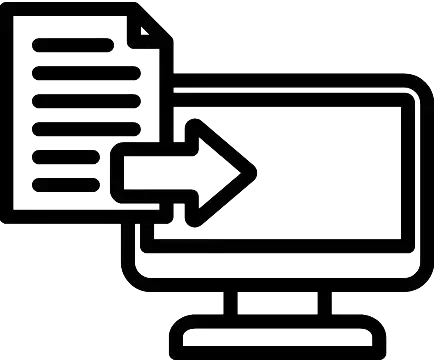 Bookkeeping with AI 8 Icon representing data transfer from a document to a computer monitor.