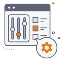 Bookkeeper on SAP HANA 6 Icon of a web interface with sliders and a settings gear, representing digital customization or settings.