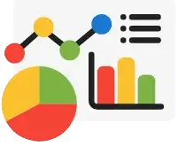 Bookkeeper on SAP HANA 5 A collection of colorful data charts including a pie chart, line graph, and bar graph.