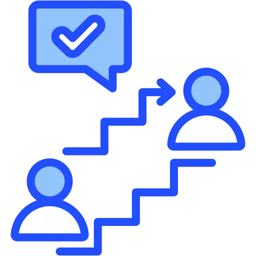 Automotive Glass and Window Tinting Services 12 Icon showing two outline figures with a speech bubble containing a checkmark, symbolizing agreement or endorsement.