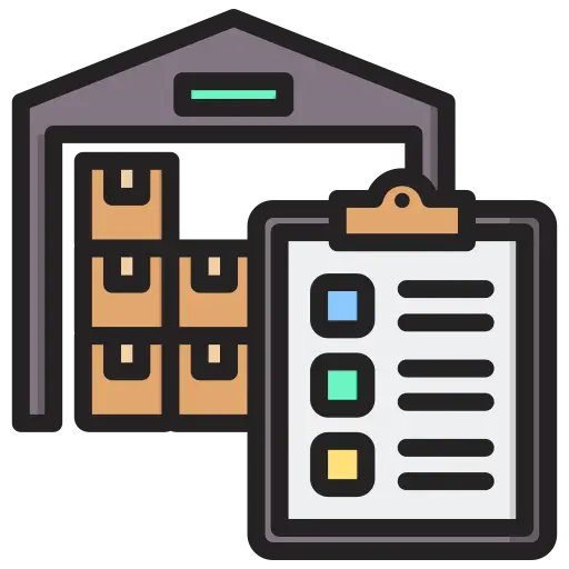 Emoji of a warehouse and a clipboard, indicating inventory or logistics management.