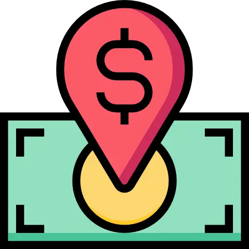 Automotive Glass and Window Tinting Services 2 A graphic of a dollar sign on a location pin overlaying a banknote, symbolizing financial location or services.